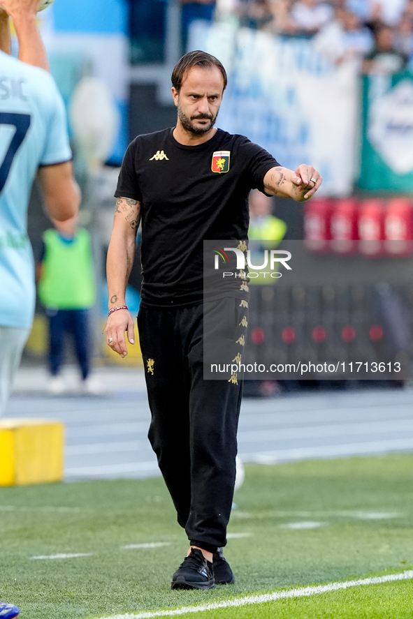 Alberto Gilardino head coach of Genoa CFC gestures during the Serie A Enilive match between SS Lazio and Genoa CF at Stadio Olimpico on Octo...