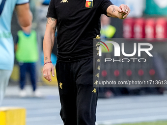 Alberto Gilardino head coach of Genoa CFC gestures during the Serie A Enilive match between SS Lazio and Genoa CF at Stadio Olimpico on Octo...