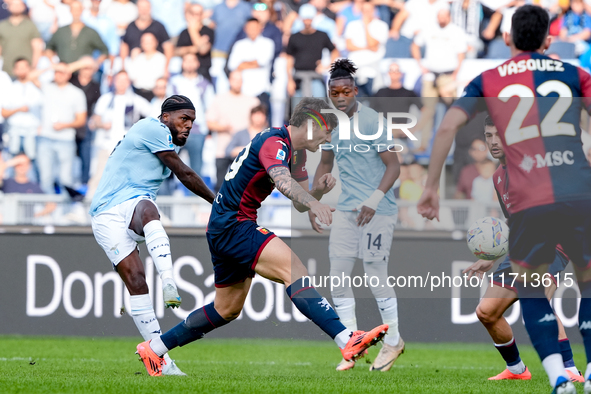 Nuno Tavares of SS Lazio during the Serie A Enilive match between SS Lazio and Genoa CF at Stadio Olimpico on October 27, 2024 in Rome, Ital...