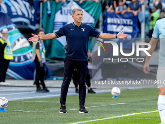 Marco Baroni head coach of SS Lazio gestures during the Serie A Enilive match between SS Lazio and Genoa CF at Stadio Olimpico on October 27...