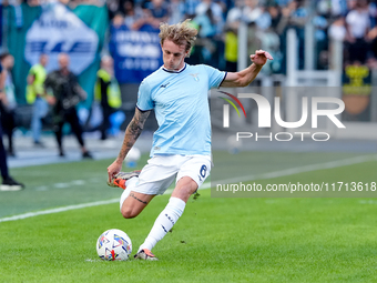 Nicolo' Rovella of SS Lazio during the Serie A Enilive match between SS Lazio and Genoa CF at Stadio Olimpico on October 27, 2024 in Rome, I...