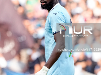 Boulaye Dia of SS Lazio looks on during the Serie A Enilive match between SS Lazio and Genoa CF at Stadio Olimpico on October 27, 2024 in Ro...