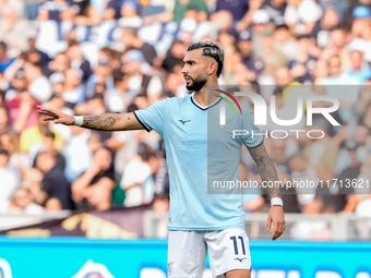 Taty Castellanos of SS Lazio gestures during the Serie A Enilive match between SS Lazio and Genoa CF at Stadio Olimpico on October 27, 2024...