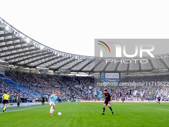 Gustav Isaksen of SS Lazio and Alan Matturro of Genoa CFC compete for the ball during the Serie A Enilive match between SS Lazio and Genoa C...