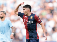 Johan Vasquez of Genoa CFC reacts during the Serie A Enilive match between SS Lazio and Genoa CF at Stadio Olimpico on October 27, 2024 in R...