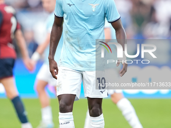 Boulaye Dia of SS Lazio looks on during the Serie A Enilive match between SS Lazio and Genoa CF at Stadio Olimpico on October 27, 2024 in Ro...