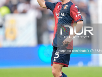 Fabio Miretti of Genoa CFC gestures during the Serie A Enilive match between SS Lazio and Genoa CF at Stadio Olimpico on October 27, 2024 in...