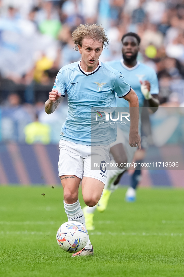 Nicolo' Rovella of SS Lazio during the Serie A Enilive match between SS Lazio and Genoa CF at Stadio Olimpico on October 27, 2024 in Rome, I...