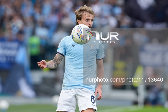 Nicolo' Rovella of SS Lazio during the Serie A Enilive match between SS Lazio and Genoa CF at Stadio Olimpico on October 27, 2024 in Rome, I...