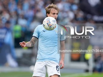 Nicolo' Rovella of SS Lazio during the Serie A Enilive match between SS Lazio and Genoa CF at Stadio Olimpico on October 27, 2024 in Rome, I...