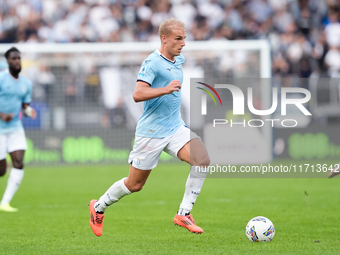 Gustav Isaksen of SS Lazio during the Serie A Enilive match between SS Lazio and Genoa CF at Stadio Olimpico on October 27, 2024 in Rome, It...