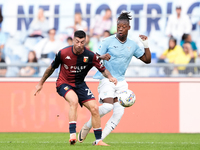 Stefano Sabelli of Genoa CFC and Tijjani Noslin of SS Lazio compete for the ball during the Serie A Enilive match between SS Lazio and Genoa...