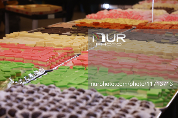 Traditional Indian sweets are displayed at a sweet shop for the upcoming festival of Diwali in Mississauga, Ontario, Canada, on October 26,...