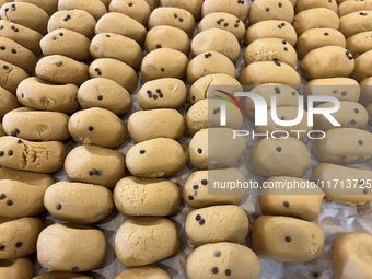 Traditional Indian sweets are displayed at a sweet shop for the upcoming festival of Diwali in Mississauga, Ontario, Canada, on October 26,...