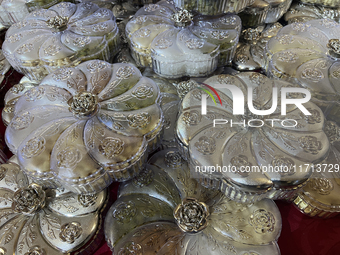 Nuts in fancy boxes are displayed at a sweet shop for the upcoming festival of Diwali in Mississauga, Ontario, Canada, on October 26, 2024....