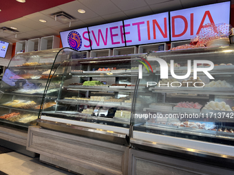 Traditional Indian sweets are displayed at a sweet shop for the upcoming festival of Diwali in Mississauga, Ontario, Canada, on October 26,...