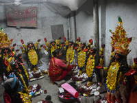 Artisans and workers make idols of Goddess Kali ahead of the Kali Puja festival in Kolkata, India, on October 27, 2024. (