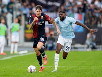 Alessandro Zanoli of Genoa CFC and Nuno Tavares of SS Lazio compete for the ball during the Serie A Enilive match between SS Lazio and Genoa...