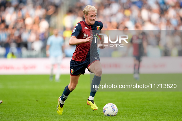 Morten Thorsby of Genoa CFC during the Serie A Enilive match between SS Lazio and Genoa CF at Stadio Olimpico on October 27, 2024 in Rome, I...