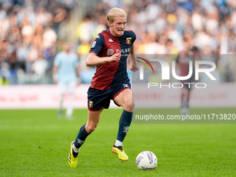 Morten Thorsby of Genoa CFC during the Serie A Enilive match between SS Lazio and Genoa CF at Stadio Olimpico on October 27, 2024 in Rome, I...