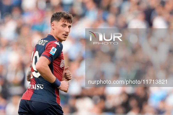 Andrea Pinamonti of Genoa CFC looks on during the Serie A Enilive match between SS Lazio and Genoa CF at Stadio Olimpico on October 27, 2024...