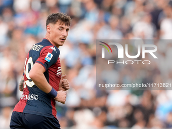 Andrea Pinamonti of Genoa CFC looks on during the Serie A Enilive match between SS Lazio and Genoa CF at Stadio Olimpico on October 27, 2024...