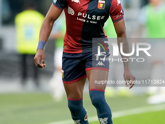 Brooke Norton-Cuffy of Genoa CFC during the Serie A Enilive match between SS Lazio and Genoa CF at Stadio Olimpico on October 27, 2024 in Ro...