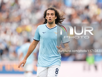 Matteo Guendouzi of SS Lazio gestures during the Serie A Enilive match between SS Lazio and Genoa CF at Stadio Olimpico on October 27, 2024...