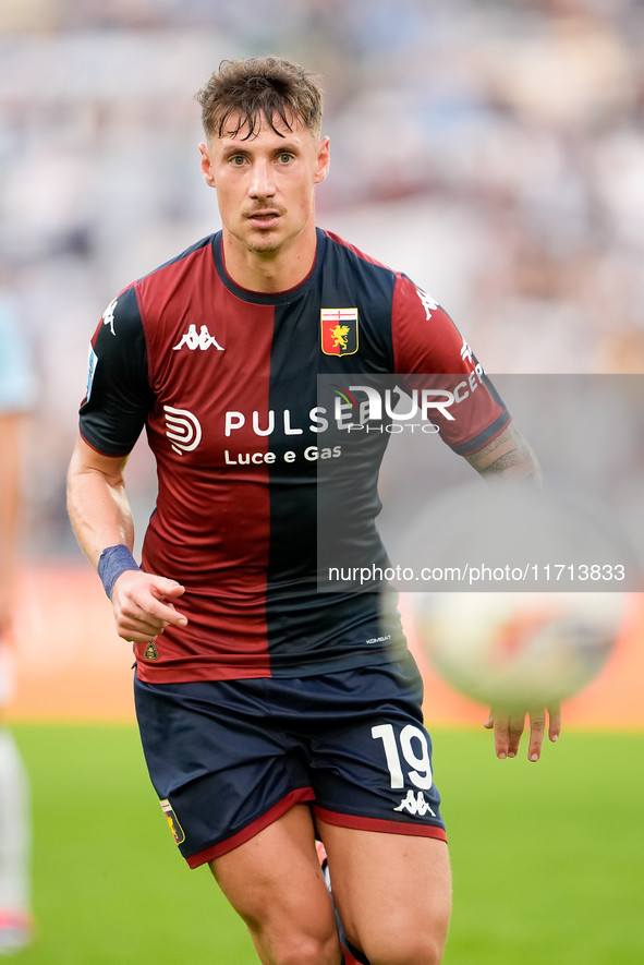 Andrea Pinamonti of Genoa CFC looks on during the Serie A Enilive match between SS Lazio and Genoa CF at Stadio Olimpico on October 27, 2024...