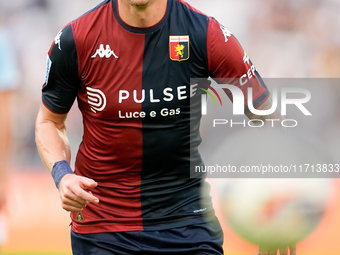 Andrea Pinamonti of Genoa CFC looks on during the Serie A Enilive match between SS Lazio and Genoa CF at Stadio Olimpico on October 27, 2024...