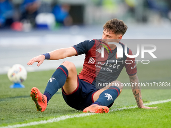 Andrea Pinamonti of Genoa CFC looks dejected during the Serie A Enilive match between SS Lazio and Genoa CF at Stadio Olimpico on October 27...