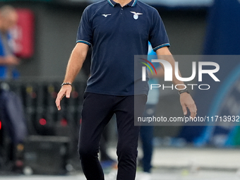 Marco Baroni head coach of SS Lazio yells during the Serie A Enilive match between SS Lazio and Genoa CF at Stadio Olimpico on October 27, 2...