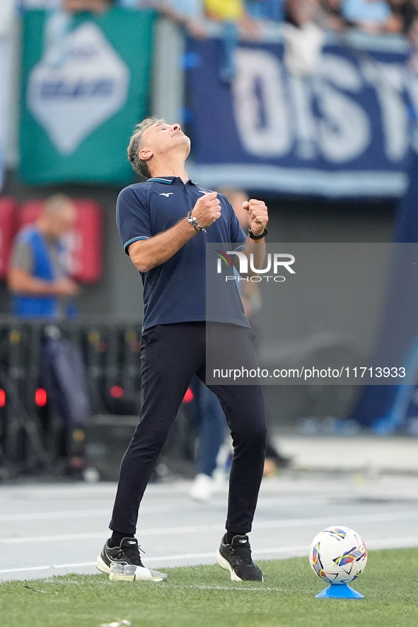 Marco Baroni head coach of SS Lazio looks dejected during the Serie A Enilive match between SS Lazio and Genoa CF at Stadio Olimpico on Octo...