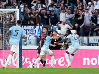 Pedro of SS Lazio celebrates after scoring second goal during the Serie A Enilive match between SS Lazio and Genoa CF at Stadio Olimpico on...