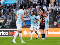 Pedro of SS Lazio celebrates after scoring second goal during the Serie A Enilive match between SS Lazio and Genoa CF at Stadio Olimpico on...