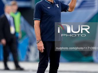 Marco Baroni head coach of SS Lazio gestures during the Serie A Enilive match between SS Lazio and Genoa CF at Stadio Olimpico on October 27...