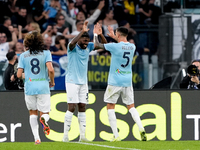 Matias Vecino of SS Lazio celebrates after scoring third goal during the Serie A Enilive match between SS Lazio and Genoa CF at Stadio Olimp...