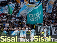 Matias Vecino of SS Lazio celebrates after scoring third goal during the Serie A Enilive match between SS Lazio and Genoa CF at Stadio Olimp...