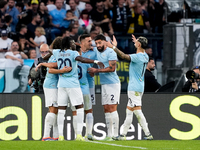 Matias Vecino of SS Lazio celebrates after scoring third goal during the Serie A Enilive match between SS Lazio and Genoa CF at Stadio Olimp...