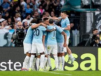 Matias Vecino of SS Lazio celebrates after scoring third goal during the Serie A Enilive match between SS Lazio and Genoa CF at Stadio Olimp...