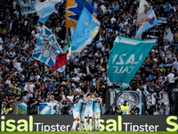 Matias Vecino of SS Lazio celebrates after scoring third goal during the Serie A Enilive match between SS Lazio and Genoa CF at Stadio Olimp...