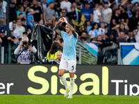 Matias Vecino of SS Lazio celebrates after scoring third goal during the Serie A Enilive match between SS Lazio and Genoa CF at Stadio Olimp...