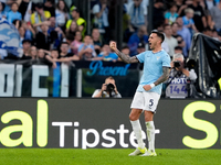 Matias Vecino of SS Lazio celebrates after scoring third goal during the Serie A Enilive match between SS Lazio and Genoa CF at Stadio Olimp...