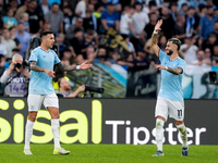 Matias Vecino of SS Lazio celebrates after scoring third goal during the Serie A Enilive match between SS Lazio and Genoa CF at Stadio Olimp...