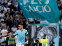 Matias Vecino of SS Lazio celebrates after scoring third goal during the Serie A Enilive match between SS Lazio and Genoa CF at Stadio Olimp...