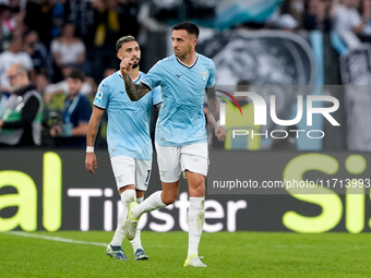 Matias Vecino of SS Lazio celebrates after scoring third goal during the Serie A Enilive match between SS Lazio and Genoa CF at Stadio Olimp...