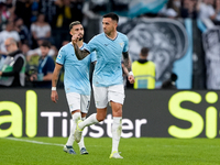 Matias Vecino of SS Lazio celebrates after scoring third goal during the Serie A Enilive match between SS Lazio and Genoa CF at Stadio Olimp...