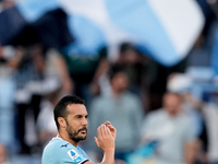 Pedro of SS Lazio celebrates the victory at the end of the Serie A Enilive match between SS Lazio and Genoa CF at Stadio Olimpico on October...