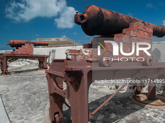 Nassau is a port city and a known haven for 18th-century pirates. It has several defensive forts in the hills above it. This is Fort Charlot...