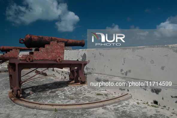 Nassau is a port city and a known haven for 18th-century pirates. It has several defensive forts in the hills above it. This is Fort Charlot...